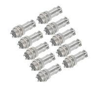 sourcing map 10Pcs 2 Pin GX16 Aviation Connector 250V 15A 16mm Socket Metal Circular Plug Connector with Male Female Plug for Trailers, Drones, Industrial Equipment, Silver