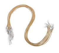 sourcing map 10pcs 20 Inch Waxed Necklace Cord, Bulk Necklace String with Clasp 1.5mm Waxed Leather Cord Rope for Jewelry Making DIY Bracelet Pendant,Khaki