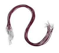 sourcing map 10pcs 20 Inch Waxed Necklace Cord, Bulk Necklace String with Clasp 1.5mm Waxed Leather Cord Rope for Jewelry Making DIY Bracelet Pendant,Wine Red