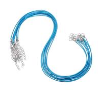 sourcing map 10pcs 20 Inch Waxed Necklace Cord, Bulk Necklace String with Clasp 1.5mm Waxed Leather Cord Rope for Jewelry Making DIY Bracelet Pendant,Bright Blue