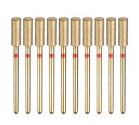 sourcing map 10pcs 200-230 Grits Diamond Grinding Bit 4.2mm Cylindrical Ball Head 2.35mm Shank 12mm Length Titanium Plated Stone Sanding Drill Bits Rotary Tool for Nails Grinding Polishing