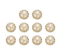 sourcing map 10pcs 21L Gold Faux Pearl Buttons 13mm 1/2" Plastic Round Sewing Button Replacement Craft Fastener for Coats Clothing DIY Decoration Crafts #13