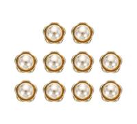 sourcing map 10pcs 21L Gold Faux Pearl Buttons 13mm 1/2" Plastic Round Sewing Button Replacement Craft Fastener for Coats Clothing DIY Decoration Crafts #19