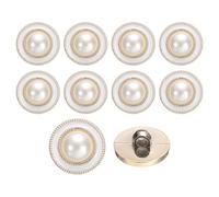 sourcing map 10Pcs 21mm Round Resin Vintage Clothes Sewing Button Metal Coat Pearl Buttons Craft Accessories for Garment Coat Decoration Crafts DIY Project, White