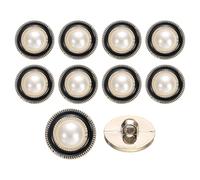 sourcing map 10Pcs 21mm Round Resin Vintage Clothes Sewing Button Metal Coat Pearl Decorative Buttons for Sale, Craft Accessories for Garment Coat Decoration Crafts DIY Project, Black
