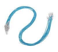 sourcing map 10pcs 24 Inch Waxed Necklace Cord, Bulk Necklace String with Clasp 2mm Waxed Leather Cord Rope for Jewelry Making DIY Bracelet Pendant,Peacock Blue