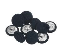 sourcing map 10pcs 24L Fabric Cloth Covered Button 15mm Metal Shank Round Sewing Buttons for Suits Dress Blouses, Navy Blue