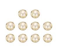 sourcing map 10pcs 24L Gold Faux Pearl Buttons 15mm 5/8" Plastic Round Sewing Button Replacement Craft Fastener for Coats Clothing DIY Decoration Crafts #10