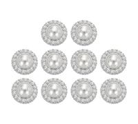 sourcing map 10pcs 24L Silver Faux Pearl Buttons 15mm 5/8" Plastic Round Sewing Button Replacement Craft Fastener for Coats Clothing DIY Decoration Crafts #6