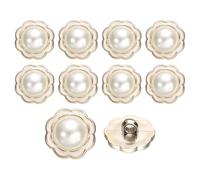 sourcing map 10Pcs 25mm Flower Resin Vintage Clothes Sewing Button Metal Coat Pearl Buttons Craft Accessories for Garment Coat Decoration Crafts DIY Project, White