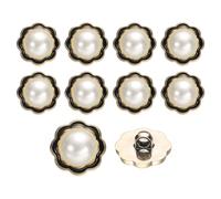 sourcing map 10Pcs 25mm Flower Resin Vintage Clothes Sewing Button Metal Coat Pearl Buttons Craft Accessories for Garment Coat Decoration Crafts DIY Project, Black
