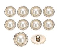 sourcing map 10Pcs 25mm Round Resin Vintage Clothes Sewing Button Metal Coat Pearl Wave Buttons Craft Accessories for Garment Coat Decoration Crafts DIY Project