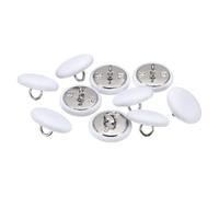 sourcing map 10pcs 28L Fabric Cloth Covered Button 18mm 11/16" Round Metal Shank Satin Sewing DIY Craft Buttons for Bridal Wedding Suits Dress Blouses Sweaters, White