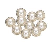 sourcing map 10pcs 28L Gold White Faux Pearl Buttons 18mm 23/32" Dia 0.51" Thick Plastic Round Sewing Button Replacement Craft Fastener for Coats Clothing Style I
