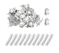 sourcing map 10pcs 2A 250V Slow Blow Ceramic Fuse, 2Amp Cartridge Time Delay Fuses 6x30mm with 20pcs Clips