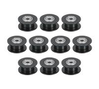 sourcing map 10pcs 2GT Idler Pulley 3mm Bore 18mm Dia. 6mm Width Belt Toothless, Black