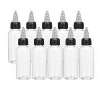 sourcing map 10Pcs 2oz/60ml Squeeze Bottles, Clear Dispensing Bottles with Twist Cap Lids, Plastic Squirt Bottle for Ketchup, Mustard,and Crafts