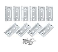 sourcing map 10Pcs 2x1 Inch Door Hinges Non-Mortise No Noise Bifold Door Hinges Plating for Cabinet Furniture Window Wardrobe with Screws, White Zinc