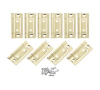sourcing map 10Pcs 2x1 Inch Door Hinges Non-Mortise No Noise Bifold Door Hinges Plating for Cabinet Furniture Window Wardrobe with Screws, Golden