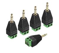 sourcing map 10Pcs 3.5mm TS Mono Male Plug to 2 Pin Screw Terminal Block, Gold Plated Solderless AUX Headphone Balun Converter Adapter for Headphone Headset Earphone Replacement