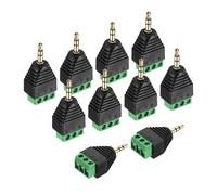 sourcing map 10Pcs 3.5mm TS Mono Male Plug to 3 Pin Screw Terminal Block, Gold Plated Solderless AUX Headphone Balun Converter Adapter for Headphone Headset Earphone Replacement