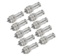 sourcing map 10Pcs 3 Pin GX16 Aviation Connector 250V 15A 16mm Socket Metal Circular Plug Connector with Male Female Plug for Trailers, Drones, Industrial Equipment, Silver