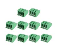 sourcing map 10Pcs 3 Pin PCB Mount Screw Terminal Block Connector 2.54mm 0.1 Inch Pitch, Green