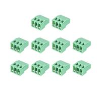 sourcing map 10Pcs 3 Pin PCB Mount Screw Terminal Block Connector 5mm 0.2 Inch Pitch PCB Wiring Terminals 300V 20A for 24-12AWG Cable, Green