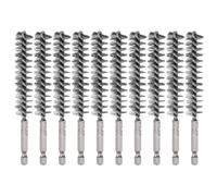 sourcing map 10Pcs 304 Stainless Steel Bore Brush 16mm Dia 4.5" Long Cleaning Twisted Wire Brush with Handle 1/4" Hex Shank for Tubes Ports Bearings, Silver