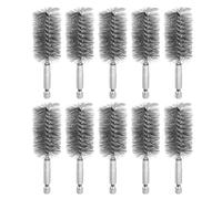 sourcing map 10Pcs 304 Stainless Steel Bore Brush 28mm Dia 4" Long Cleaning Twisted Wire Brush with Handle 1/4" Hex Shank for Tubes, Ports, Bearings