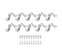 sourcing map 10Pcs 30mm(1-3/16") 304 Stainless Steel Rigid Pipe Strap, Two Hole Strap U Bracket Heavy Duty Pipe Conduit Clamp with Self-Tapping Screws for Hose Wire Cord Installation, Silver