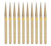 sourcing map 10pcs 325-400 Grits Diamond Grinding Bit 2.5mm Tapered Head 2.35mm Shank 14mm Length Titanium Plated Stone Sanding Drill Bits Rotary Tool for Nails Grinding Polishing