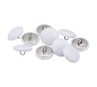 sourcing map 10pcs 32L Fabric Cloth Covered Button 20mm 4/5" Round Metal Shank Satin Sewing DIY Craft Buttons for Bridal Wedding Suits Dress Blouses Sweaters, White