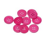 sourcing map 10pcs 32L Sewing Buttons 4/5" Resin Round Flat 4-Hole Craft Buttons, Dark Pink