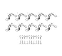 sourcing map 10Pcs 32mm(1-1/4") 304 Stainless Steel Rigid Pipe Strap, Two Hole Strap U Bracket Heavy Duty Pipe Conduit Clamp with Self-Tapping Screws for Hose Wire Cord Installation, Silver