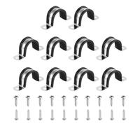 sourcing map 10Pcs 32mm(1-1/4") Cable Clamp, 304 Stainless Steel Rubber Coated Cushion Insulated Cable Clamps U Holder Pipe Strap with Self-Tapping Screws for Tube Wire Installation, Black
