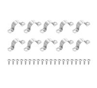 sourcing map 10Pcs 32mm(1-1/4") Two Hole Rigid Pipe Strap, 304 Stainless Steel Conduit Clamp Thicken U Bracket Heavy Duty Pipe Clamp with Self-Tapping Screws for Fixing Tube Cable, Silver