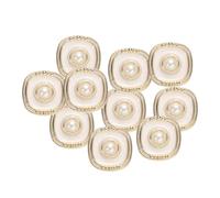 sourcing map 10pcs 34L Gold White Faux Pearl Buttons 21mm 7/8" Dia 0.43" Thick Plastic Round Sewing Button Replacement Craft Fastener for Coats Clothing Style B