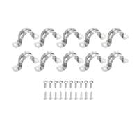 sourcing map 10Pcs 35mm(1-3/8") 304 Stainless Steel Rigid Pipe Strap, Two Hole Strap U Bracket Heavy Duty Pipe Conduit Clamp with Self-Tapping Screws for Hose Wire Cord Installation, Silver