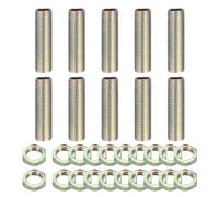 sourcing map 10Pcs 35mm Lamp Pipe Nipples Kit with Lock Nuts, M10x1 Fine All Threaded Hollow Tube Lamp Repair Hardware Fasteners for Chandelier Ceiling Lamps Assembly DIY, Color Zinc