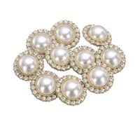 sourcing map 10pcs 36L Pearl Gold Metal Sewing Buttons 23mm 7/8" Round Women Coat Buttons with Plastic Shank Replacement DIY Button for Sewing Clothing Sweater Decoration Craft, #8