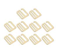 sourcing map 10Pcs 38mm/1.5" Metal G-Hook Webbing Buckles Adjustable Flat Tri-Glide Slide Buckles for Backpack Strap Webbing, Light Gold