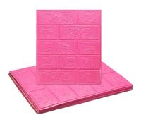 sourcing map 10pcs 3D Brick Effect Wall Panels 14.5 Sq Ft Coverage Peel and Stick Brick Wall Tile, 13.8"x15.2" Waterproof Brick Design Wallpaper Backsplash, Dark Pink