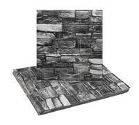 sourcing map 10pcs 3D Brick Effect Wall Panels 14.5 Sq Ft Coverage Peel and Stick Brick Wall Tile, 13.8"x15.2" Waterproof Brick Design Wallpaper Backsplash, Rock Black