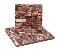 sourcing map 10pcs 3D Brick Effect Wall Panels 14.5 Sq Ft Coverage Peel and Stick Brick Wall Tile, 13.8"x15.2" Waterproof Brick Design Wallpaper Backsplash, Rock Orange