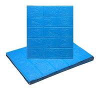 sourcing map 10pcs 3D Brick Effect Wall Panels 14.5 Sq Ft Coverage Peel and Stick Brick Wall Tile, 13.8"x15.2" Waterproof Brick Design Wallpaper Backsplash, Dark Blue