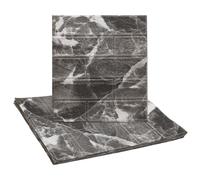 sourcing map 10pcs 3D Brick Effect Wall Panels 14.5 Sq Ft Coverage Peel and Stick Brick Wall Tile, 13.8"x15.2" Waterproof Brick Design Wallpaper Backsplash, Marble Black and White