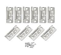 sourcing map 10Pcs 3x1.4 Inch Door Hinges Non-Mortise No Noise Bifold Door Hinges Plating for Cabinet Furniture Window Wardrobe with Screws, White Nickel