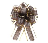 sourcing map 10pcs 4 Inch Big Pull Bow Gift Wrapping Organza Bows Vintage Ribbon Dark Brown for Wedding Christmas Car Baskets Presents