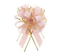 sourcing map 10pcs 4 Inch Big Pull Bow Gift Wrapping Organza Bows Vintage Ribbon Peach Pink for Wedding Christmas Car Baskets Presents